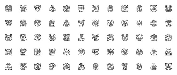 Monsters icon set. Vector monster collection. Includs various monsters, cyclop, dragon creatures and mor. Editable vector illustraion.