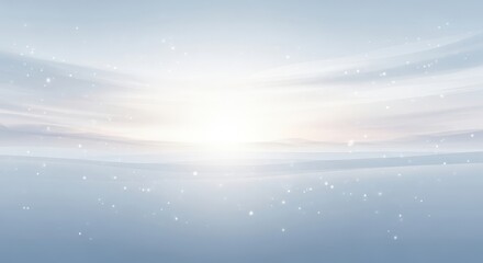 Winter Meadow Landscape with Sunlight and Copy Space, Dreamy Snowy Background