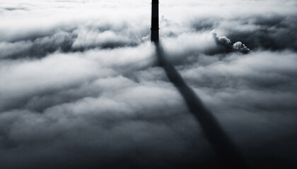 mokestack Shadow Forming Human Lungs in Fog – Air Pollution Health Concept