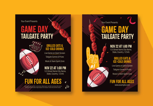 Yellow And Brown Game Day Tailgate Party Flyer