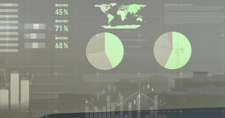 HUD overlay projecting over hazy skyline, panels appearing and animating to show live data - Powered by Adobe