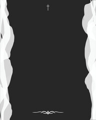 A deep charcoal background with soft fading edges and a simple empty frame in the center, creating a quiet memorial mood.