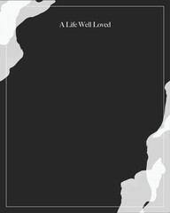 A black watercolor wash with gentle smoky details surrounding an empty space for a photo or message.