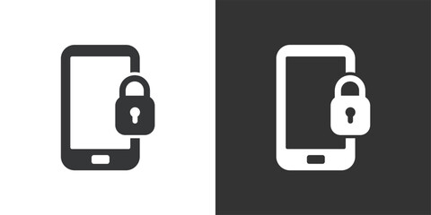 templateLocked Mobile Phone icon. Solid glyph series icon