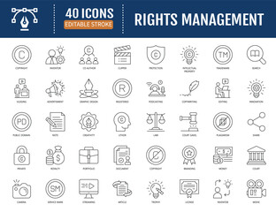 Rights management icon set. Vector Illustration with Editable Strokes
