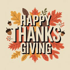 Thanksgiving Background with Autumn Leaves and Berries Design Element for Holiday Greeting Cards and Invitations