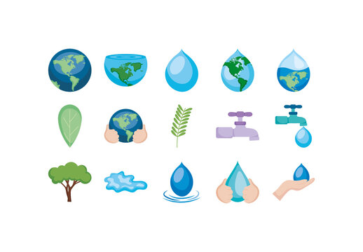 Colorful Earth Conservation Ecology Illustrations Set