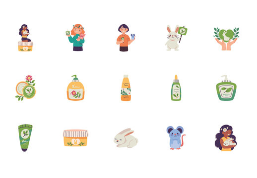 Colorful Cruelty Free Illustrations Set