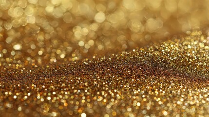 Abstract Golden Glittering Sand Dunes With Blurred Background Close Up Festive Shimmering Texture Party Celebration Decoration