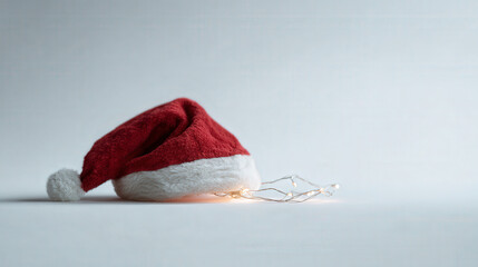 festive santa hat placed prominently against clean white background evoking holiday cheer