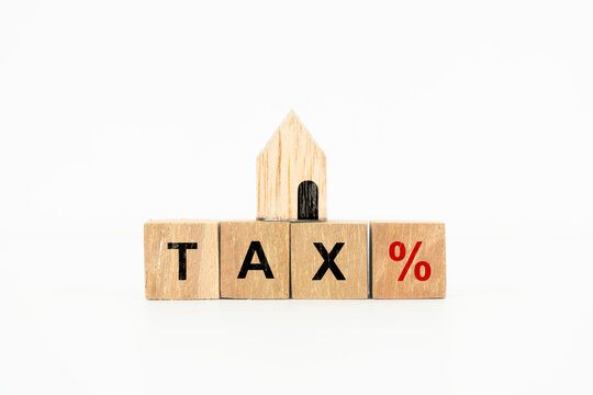 Tax Rate on Property Wooden Blocks Spelling TAX%