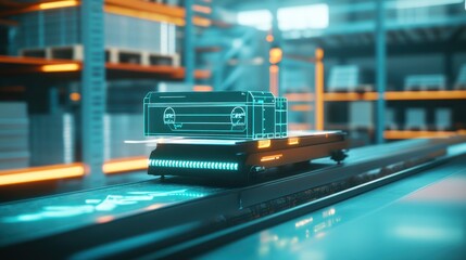 an automated guided vehicle navigates a modern warehouse, embodying logistical efficiency and cutting edge distribution technology, highlighting industry 4.0
