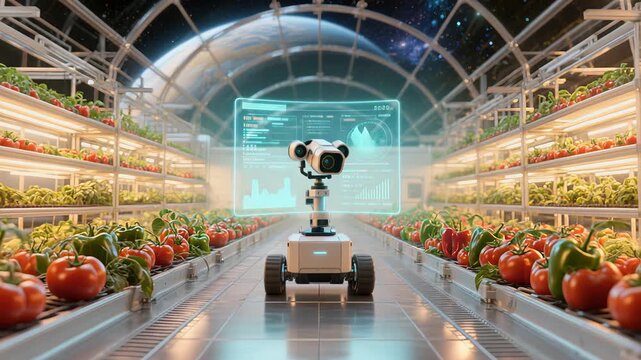 Advanced robotic unit analyzing produce for quality in retail