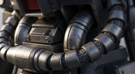 高精細に描写されたモビルスーツの動力パイプ