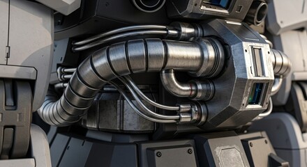 高精細に描写されたモビルスーツの動力パイプ