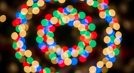 Vibrant defocused lights creating a mesmerizing spiral pattern.