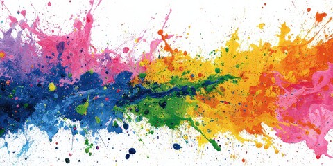 Fototapeta premium Abstract Watercolor Splash In Vibrant Colors Spreading Across White Background Artistic Display Of Ink Splatter