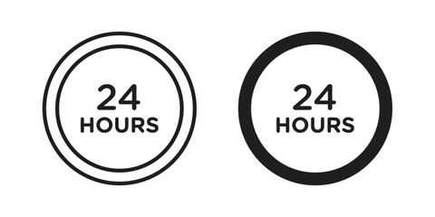 24 Hrs icon collection with multiple styles. EPS10