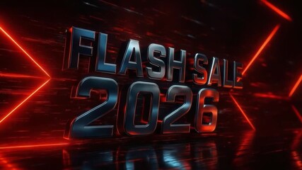 Flash sale 2026 with futuristic neon red light and glowing arrows on dark background, digital marketing promotion featuring vibrant light effects, limited time online sale discount excitement - Powered by Adobe