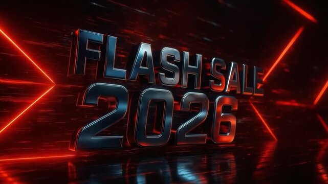 Flash sale 2026 with futuristic neon red light and glowing arrows on dark background, digital marketing promotion featuring vibrant light effects, limited time online sale discount excitement - Powered by Adobe