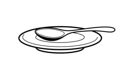 Spoon and fork black and white vector ilustration 