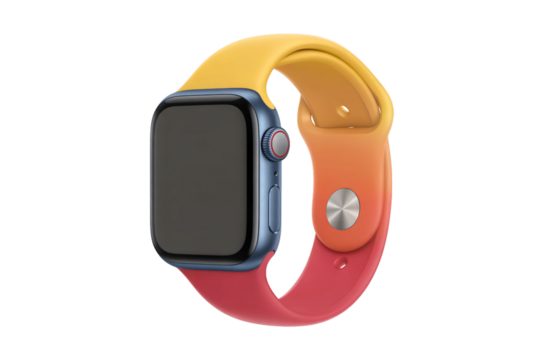 modern smartwatch with colorful gradient wristband isolated on  for wearable technology