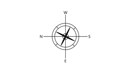 Black and white compass rose with cardinal directions NSEW on a white background navigation north - Powered by Adobe