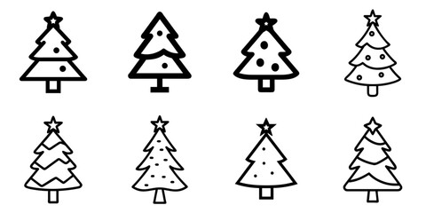 tree christmas icon set. pictogram isolated on white background. Vector illustration.