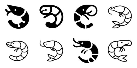 shrimp icon set. pictogram isolated on white background. Vector illustration.