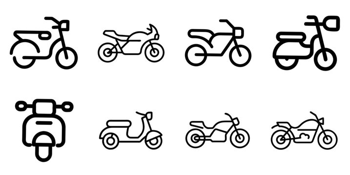 motorcycle icon set. pictogram isolated on white background. Vector illustration.