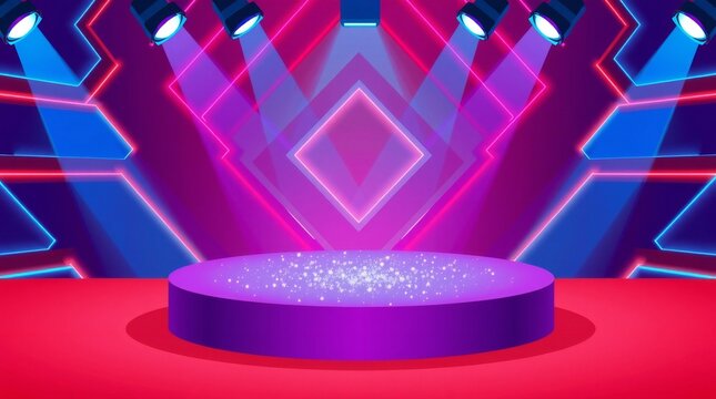 Empty stage with spotlight and red carpet for awards ceremony