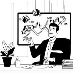 Businessman Analyzing Stock Market Data on Screen.