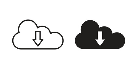 Download from Cloud icon collection with multiple styles. EPS10