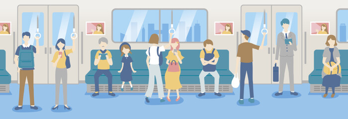 電車に乗る人たち © awasechi