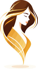Elegant female portrait with flowing hair in vector art style
