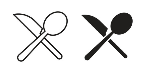 Fork and Knife icon collection with multiple styles. EPS10