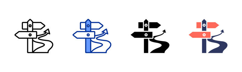 Path Direction icon set multiple style collection
