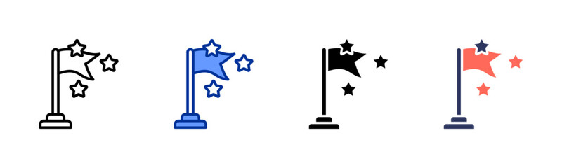Success Flag icon set multiple style collection