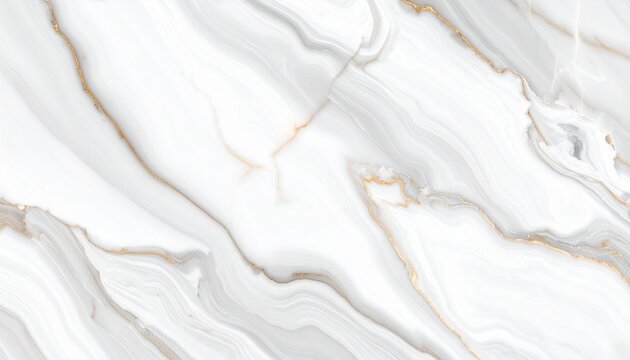 Luxurious white marble texture with elegant golden and grey veins, a sophisticated natural stone pattern for an abstract background