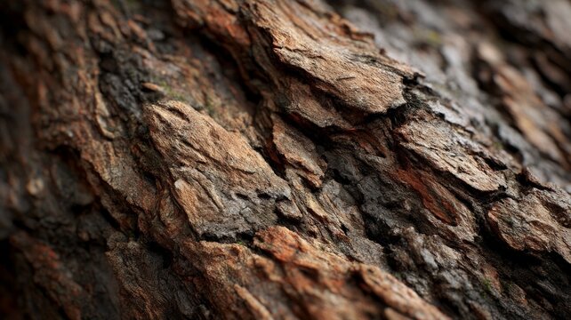 Close-up of textured tree bark in natural setting. AI generated