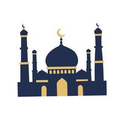 Mosque Silhouette in Flat Style for Ramadan Eid Decoration