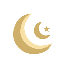 Crescent Moon in Flat Style for Ramadan Spiritual Design