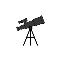 Vector illustration of a classic telescope on a tripod stand, symbolizing astronomy, discovery, science, research, and space exploration.