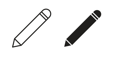 Pencil icon collection with multiple styles. EPS10