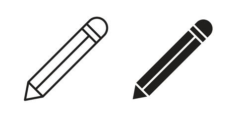 Pencil icon collection with multiple styles. EPS10
