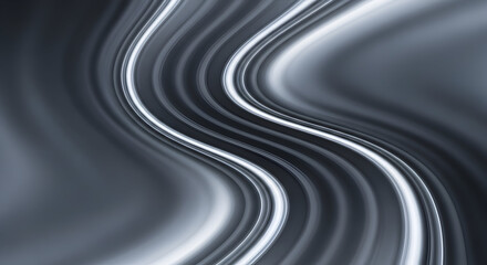 Abstract Metallic Waves Background Silver Chrome Flowing Texture Design