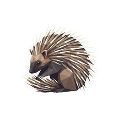 Low poly porcupine with quills isolated