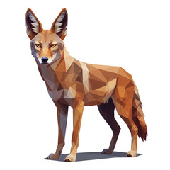 Low poly jackal wild dog standing isolated