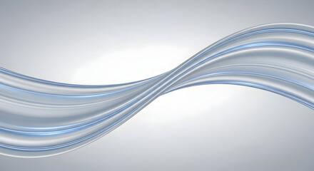 Sleek Abstract Silver Wave Business Background With Neon Blue Glow