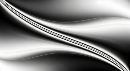 Sleek Abstract Chrome Background Modern Black White Gradient Wave Pattern